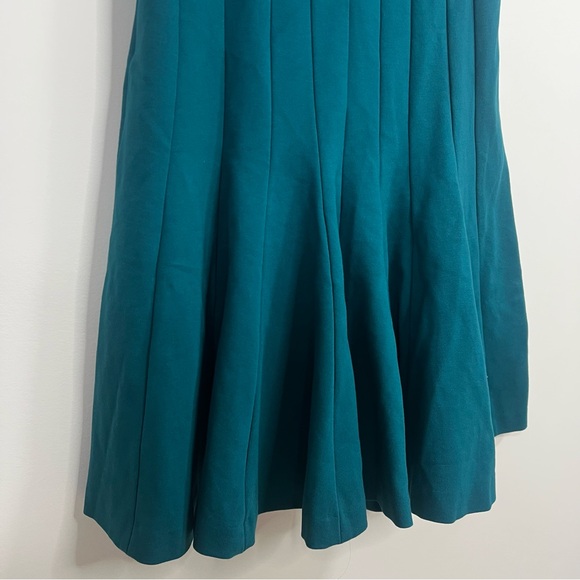 Wedding Night Teal Sleeveless Dress Fit & Flare size 4P Pleating Skirt Stretch - Picture 4 of 9